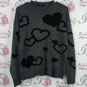 Next sweater pull over 3d hearts Charcoal Sweater with Black Heart Design